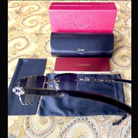 Cartier C -Décor Iced Out Black Buffalo with Black Smoked Diamond Cut Lenses - Picture 5 of 8